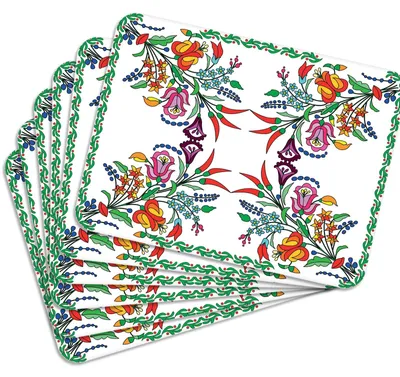 Produktbild von MG Design Set aus 6 Kork-Platzsets - Floral Design - 30 x 40 cm - hitzebeständig & abwischbar, mit Korkrückseite