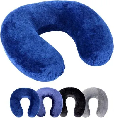 Productafbeelding van Nekkussen, verkrijgbaar in 5 kleuren, orthopedische neksteun, gemaakt van traagschuim, ideaal voor onderweg, blauw