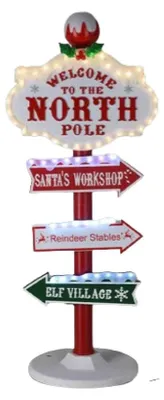 Weihnachts-Außentafel Nordpol mit LED, H. 95 cm