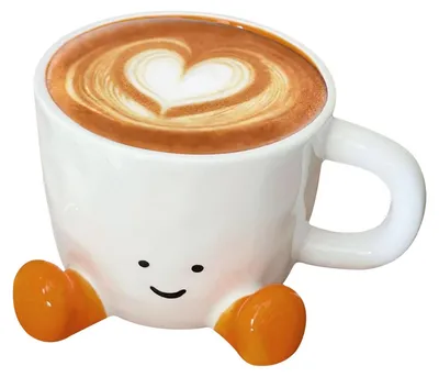 Keramik-Kaffeetasse mit Füßen, lustig, gelb, 400 ml