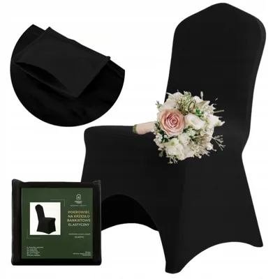 Produktbild von Stuhlhusse Schwarz - Stretch Stuhlbezug - 190 g/m² - Universell - für Hochzeiten Feiertage Bankette Partys