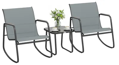 Image de Ensemble bistrot - Ensemble de meubles de jardin - Structure métallique - 79 × 61 × 78 cm - Gris clair