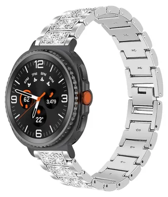 Image de Bracelet en acier inoxydable pour montres Samsung Galaxy Watch 9 / 8 / 8 Classic, design diamant