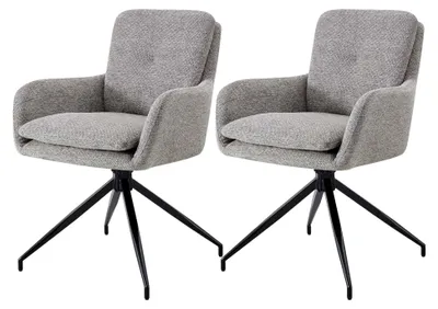 Produktbild von Esszimmerstühle 2er Set drehbar Pickett Stoff, 180° schwenkbare Sessel mit Armlehnen und Rückenlehnen, belastbar bis 150 kg, Farbe: Taupe