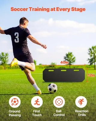 Produktbild von Fußball-Rückprallwand, 1000 x 300 mm, tragbare Fußballwand, HDPE-Sportausrüstung zum Trainieren des Ballkontakts, mit 3 verstellbaren Winkeln, einfache Aufstellung. Trainingsgerät für Ballübungen zur Verbesserung von Pass- und Reaktionsfähigkeiten