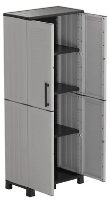 Image de Armoire de rangement 2 portes 4 Etagères 68 x 37 x H169 cm 4 pieds Grise Artplast