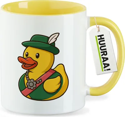 Produktbild von Huuraa Kaffeetasse Quietscheente Schützenkönigin Gummiente Schützenfest 330ml Gelb Keramik Kaffeebecher Geschenkidee