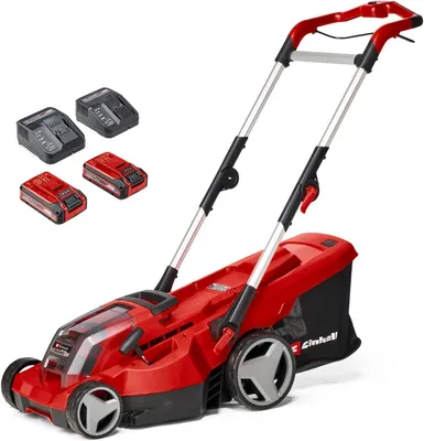Image de Einhell RASARRO 36/36 Tondeuse à gazon sans fil 36 V ( 2x 18 V ) 36 cm 45 l 25 - 75 mm ( 3413282 ) + 2x batterie 3,0 Ah + chargeur