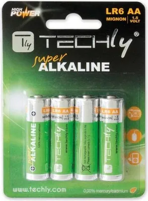 Produktbild von Techly LR06 AA 1.5V, Einwegbatterie, AA, Alkali, 1,5 V, 4 Stück(e), Mehrfarbig