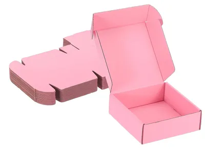 Produktbild von Omgoods – Kleine Versandkartons, 150 x 150 x 50 mm – 25 Stück – Rosa Karton für Verpackungen