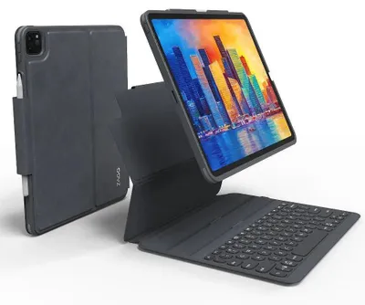 Produktbild von ZAGG Pro Keys Tastatur/Cover (Buchfalz) für 27,9 cm (11 Zoll) Apple iPad Pro Tablet - Dunkelgrau - Polycarbonat Body - Sturzsicher - 193,7 mm Höhe x 255,5 mm Breite x 22,6 mm Tiefe
