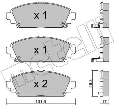 Produktbild von METELLI Bremsbeläge Satz Vorne Bremsklötze für HONDA CIVIC VII Hatchback (EU, EP, EV) 22-0463-0