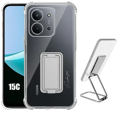 Image de Coque pour Xiaomi Redmi 15C 4G/5G, Protection Antichoc avec Support Métal Argenté