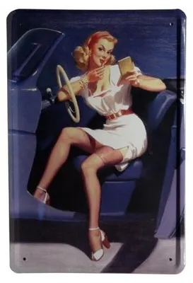 Metallschild Pin Up Girl 20x30 cm Retro Blech