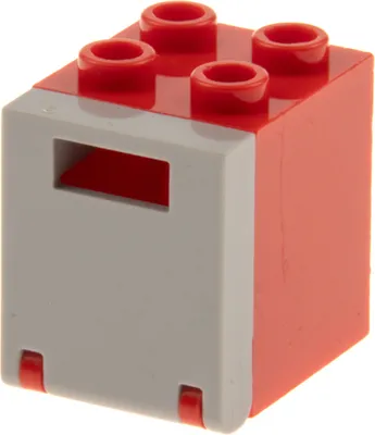 Zdjęcie produktu dla 1x Lego szafka pojemnik 2x2x2 czerwone drzwi otwór na listy jasnoszary 4346 4345