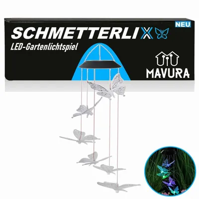 Produktbild von SCHMETTERLIX LED Gartenleuchte LED Lichtspiel Windspiel leuchtende Solar Schmetterlinge