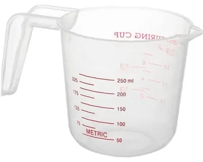 Produktbild von Messbecher 250 ml Kunststoff transparent stapelbar mit Skalengriff