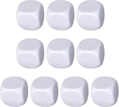 Produktbild von Famanu Würfel Set - Weiße Acrylwürfel - 16 mm - 10 Stück