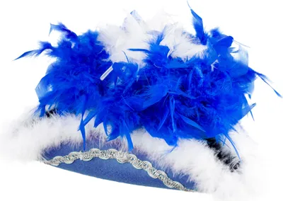 Produktbild von O28083-25B-53-54 blau mit Silberborte und blau-weißer Boa Kinder-Damen Funkenhut Gr.53-54