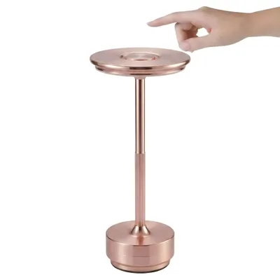 Produktbild von Kabellose dimmbare LED Akku Tischleuchte Touch Tischlampe Lampe Wohnzimmer Nachttischlampen Dreifarbiges Licht Roségold