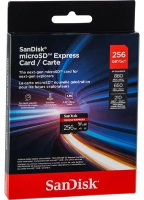 Obrázok produktu pre SanDisk Express, 256 GB, MicroSDXC, UHS-I, 880 MB/s, 650 MB/s, Class 3 (U3)