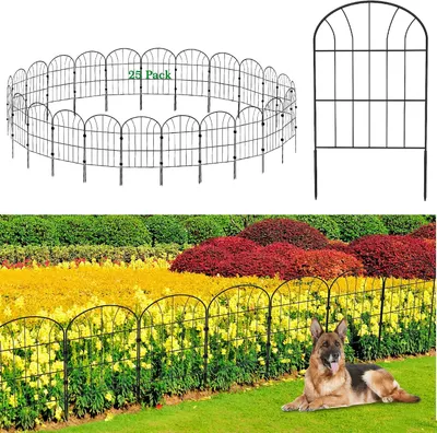Obrázok produktu pre Kovový plot do záhrady, výška 60 cm, šírka 33 cm, 25 panelov, dĺžka 8,25 m, určený do záhrady