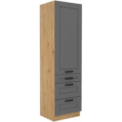 Produktbild von Lebensmittelschrank mit Schubladen LAILI – Breite 60 cm, grau / Eiche Artisan