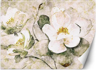 Immagine prodotto di Murale grande fiori bianchi natura carta da parati per pareti 250x175 cm colore Beige tema Astratto