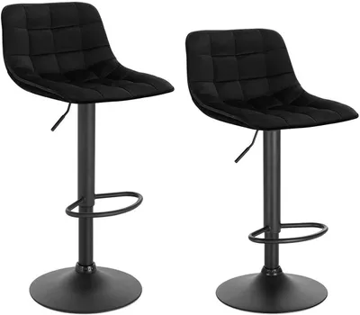 Produktbild von 2er-Set Barhocker mit Rückenlehne | Schwarz | 42,5x35x82,5-104cm