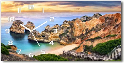 Produktbild von Wanduhr aus Glas – 60x30 cm - Glasbild - Glasuhr - Gehärtetes Glas - weisse-zeiger - Lagos Portugal