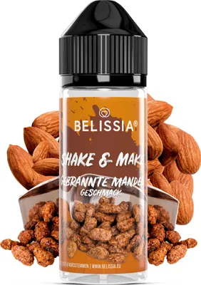 Produktbild von Belissia Shake and Make gebrannte Mandeln - 10ml hochdosiertes Lebensmittelaroma + 120ml Schüttelflasche - Für Backen, Speisen, Getränke, DIY & Raumduft