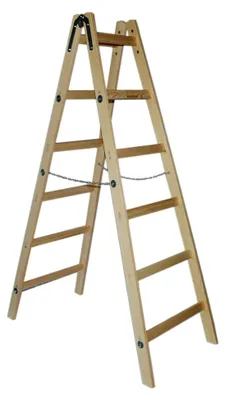 Produktbild von Doppelstufenleiter Holzleiter Stehleiter (6 Stufen) 1,85m