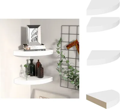 Obrázek produktu pro vidaXL Rohové plovoucí police 2 ks. Bílé 25x25x3,8 cm MDF - Nástěnné police