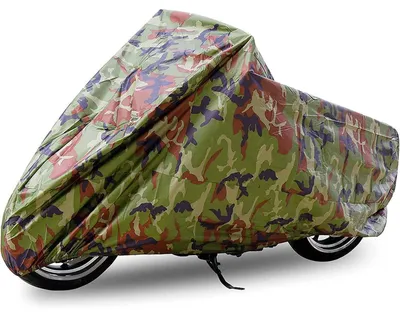 Image de Housse de protection pour moto, taille 2XL, camouflage, imperméable, anti-poussière, protection UV, avec sac de transport