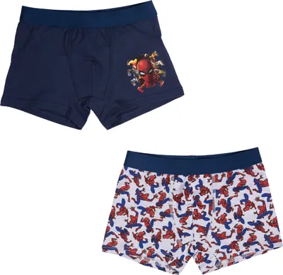 Produktbild von Marvel Spiderman Boxershorts für Jungen Unterhose Unterwäsche Grau/Blau (2er Pack), Größe:134-140