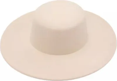 Produktbild von Retro-Damenhut großer Fedora-Hut mit breiter Krempe reine Farbe Derby-Hochzeit Jazz-Hut Abschlussball Party Pendeln flache Oberseite Filzhut-Beige