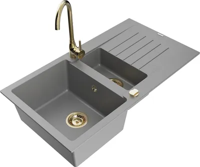 Immagine prodotto di Mexen Matias lavello in granito a 1,5 vasca con scolapiatti e rubinetto da cucina Telma, grigio - 6502-71-670200-50