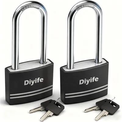 Image de Cadenas en aluminium, 40 mm, étanches, lot de 2, avec 4 clés, et porte-cadenas de 63 mm