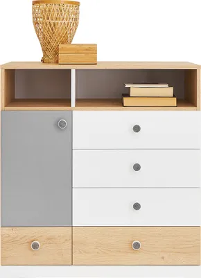 Produktbild von Kommode Jugendzimmer, Eiche mit weiß und grau PINETO-133