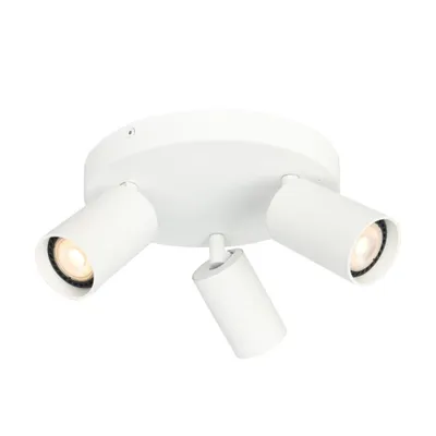 Immagine prodotto di Plafoniera rotonda bianca Ø22cm tre faretti mobili per soggiorno cucina 3xGU10 10W NESTO Italux
