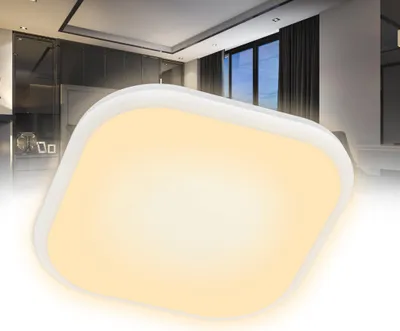 Image de YARDIN Plafonnier LED avec détecteur de mouvement 24W Radar Sensor Plafonnier, IP44 2400lm pour couloir, escalier, véranda, garage, carport, balcon, débarras 30 x 30 cm - Blanc chaud, 2800-3200k