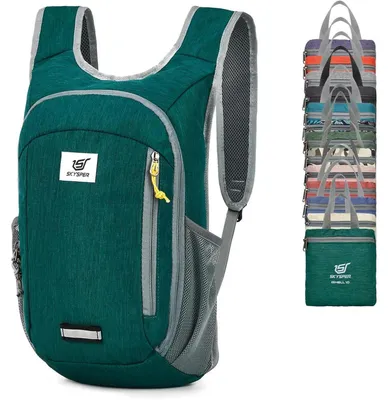 Immagine prodotto di Zaino pieghevole da 10 litri, verde scuro, ultraleggero, impermeabile, ideale per escursioni giornaliere o come zaino da trekking