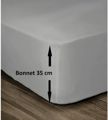 Produktbild von LOVELY HOME Spannbetttuch 100% Baumwolle 160x200cm - Mütze 35cm - Hellgrau