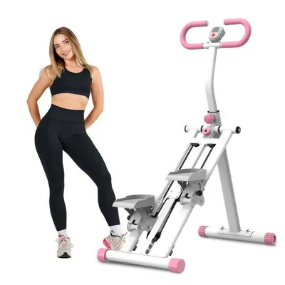 Zdjęcie produktu dla Stepper schodowy AIORBER z regulowanym oporem, urządzenie do ćwiczeń w domu z wyświetlaczem i składaną konstrukcją - różowy
