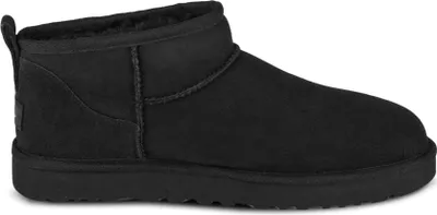 A black Ugg boot is shown against a white background.