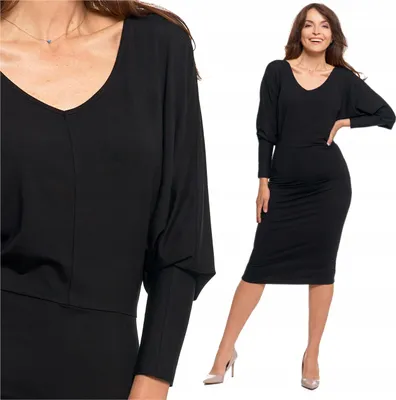 Produktbild von Damen Bleistiftkleid Schwarz Midi Passform Elegant Viskose MORAJ S