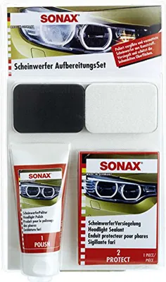A product package for a car headlight restoration kit.