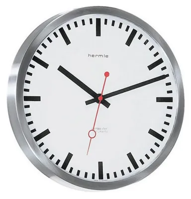 Produktbild von Hermle 30471-002100 Bahnhofsuhr Grand Central rund weiss Zahlenbild Schwarze Balken, EAR Quarzuhrwerk
