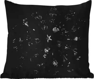 Produktbild von MuchoWow® Outdoor Kissen - Blume - Lila - Blau - Makro - Schwarz - 50x50 cm - Wetterfest - Lounge Kissen - Komfortabel - Kissen mit Bild