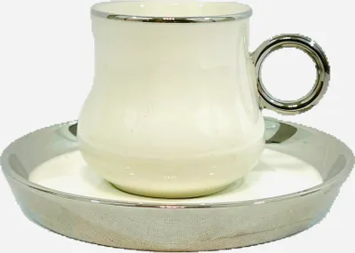 Produktbild von Kaffeeservice 12 teilig für 6 Personen / Porzellan / "NOBLE" / SILBER